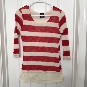 Bobeau Red / White Striped Blouse / Shirt Xmas